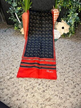 Red & Black Patterned Silk Scarf